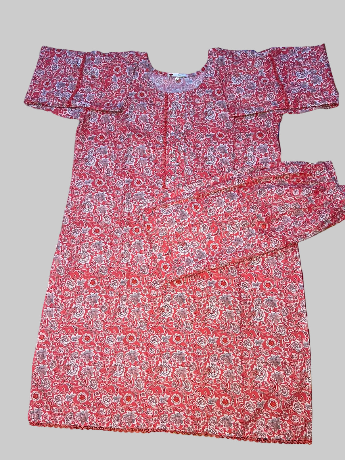 Red floral patterned dress