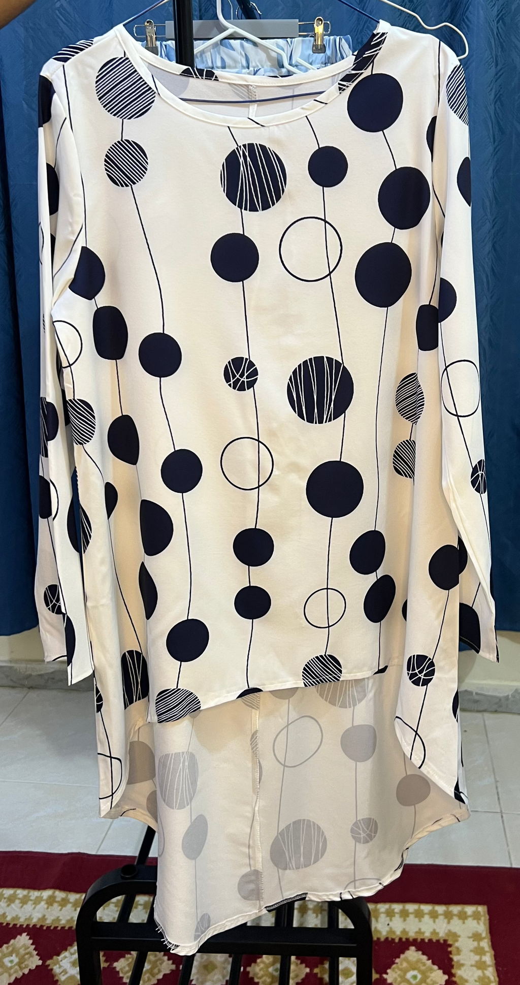 Stitched Cord Set with White Shirt And Blue Trouser