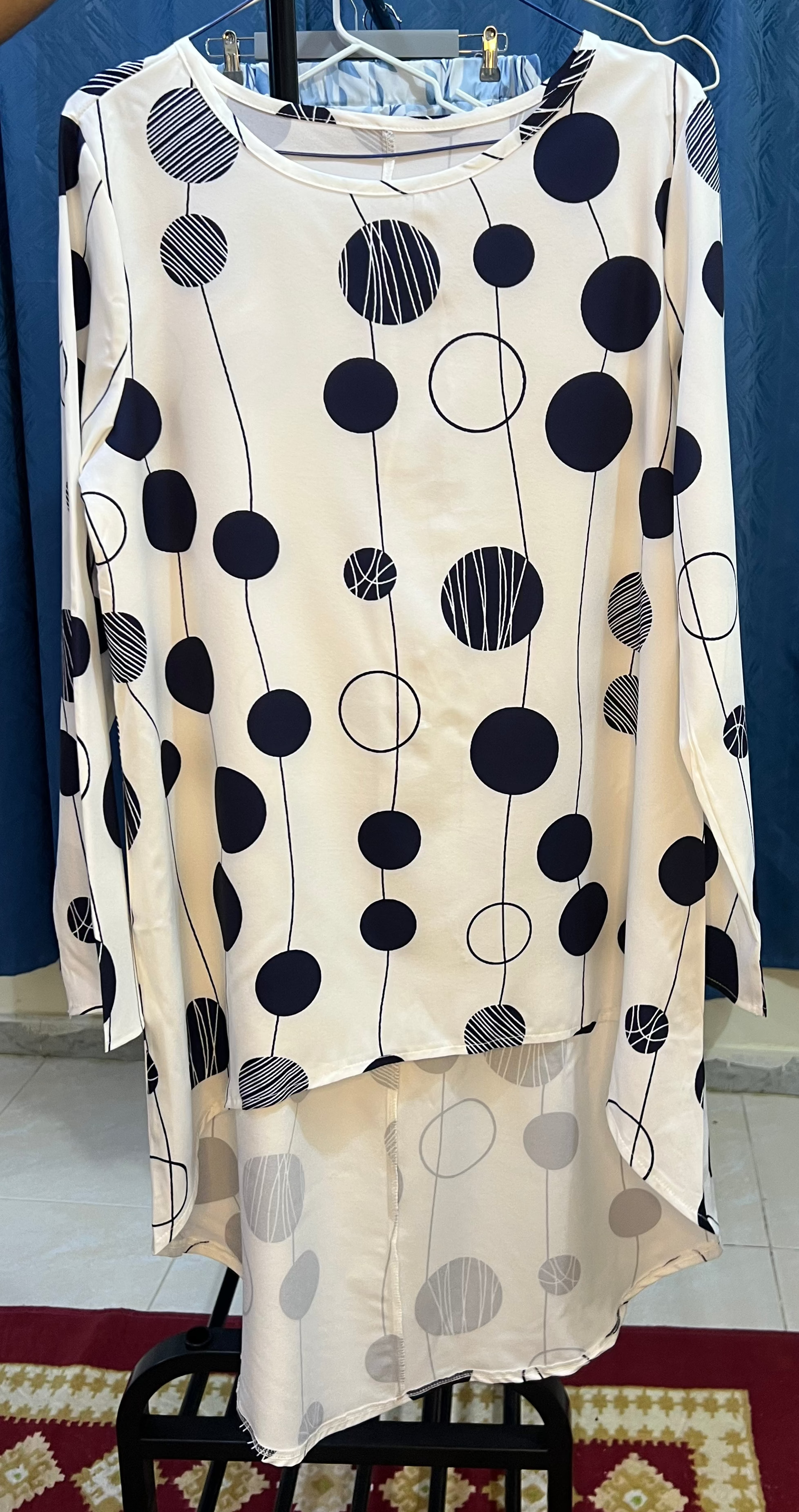 Stitched Cord Set with White Shirt And Blue Trouser