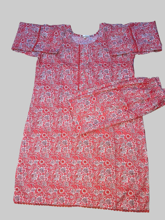 Red floral patterned dress