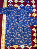 Blue Lawn Suit 2 Piece Stitched with Floral Design