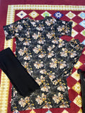 Black Lawn Suit with Floral Design Stitched