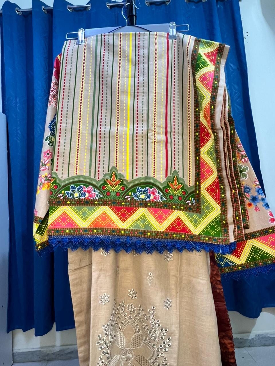 Stitched Kaddar Suit Long Sleeve 3 pc