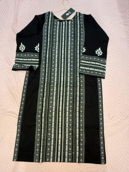 Hit Article Original Brand by Shaista Lodhi Monochrome Digital Printed  3pc Stitched Lawn fabric Chiffon Dupatta Long Shirt