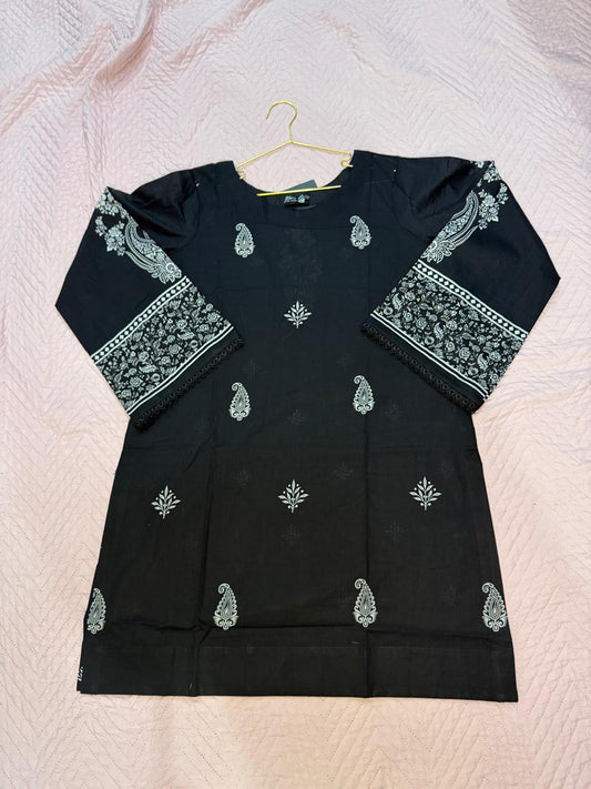 Hit Article Original Brand by Shaista Lodhi Monochrome Digital Printed  3pc Stitched Lawn fabric Chiffon Dupatta Medium Length Shirt